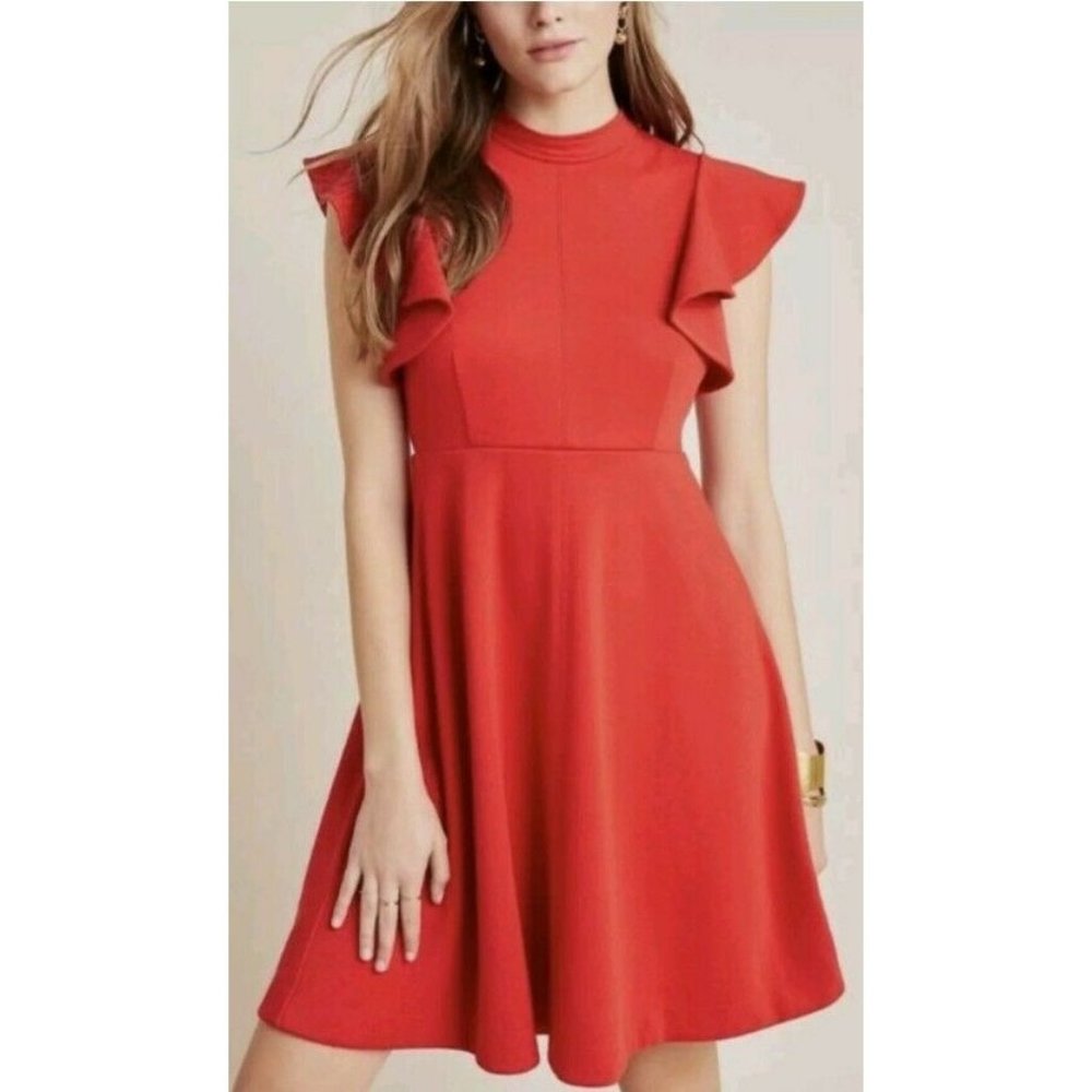 Anthropologie Maeve Red Deena Mini Dress Size S retail $150